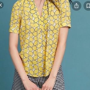Conversations by Anthropologie lemon print blouse